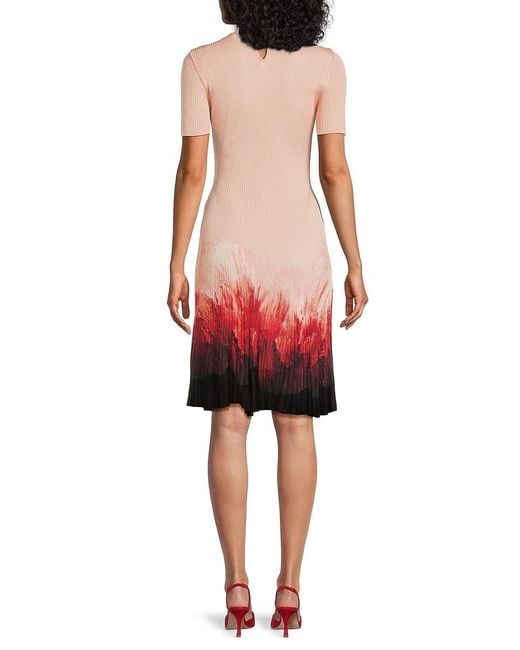 Alexander McQueen Red Printed Knit A-Line Minidress