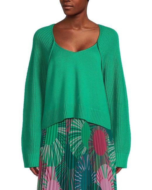 Ba&sh Green Susy Wool Blend Raglan Sleeve Sweater
