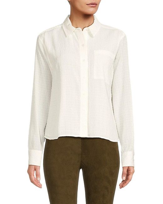 Calvin Klein Puckered Button Down Polyester Shirt in White Lyst