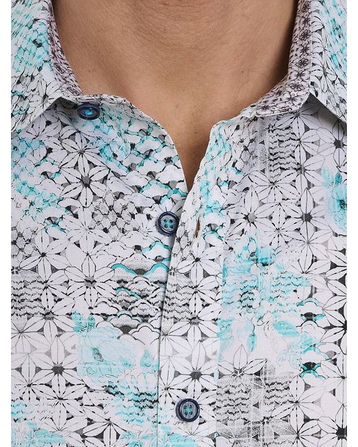 Robert Graham Blue Hendriks Abstract Cotton-Blend Shirt for men