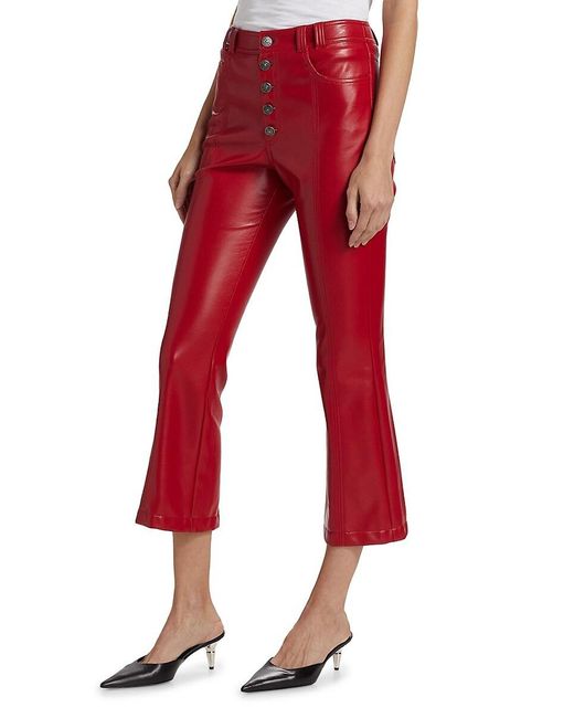 Cinq À Sept Red Roxette Faux-leather Crop Pants