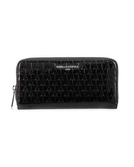 Karl Lagerfeld Eiffel Embossed Leather Continental Wallet in Black | Lyst