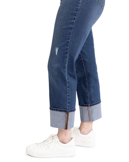 1822 Denim Blue Straight Leg Cuffed Jeans