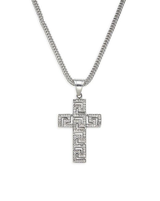 Anthony Jacobs Metallic 18k Goldplated Stainless Steel & Simulated Diamond Cross Pendant Necklace for men