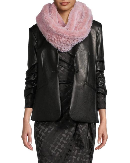 Surell Black Faux Fur Loop Scarf