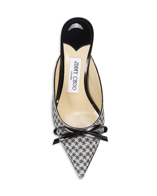 Jimmy Choo Metallic Scarlette 65Mm Houndstooth Pointed-Toe Mules