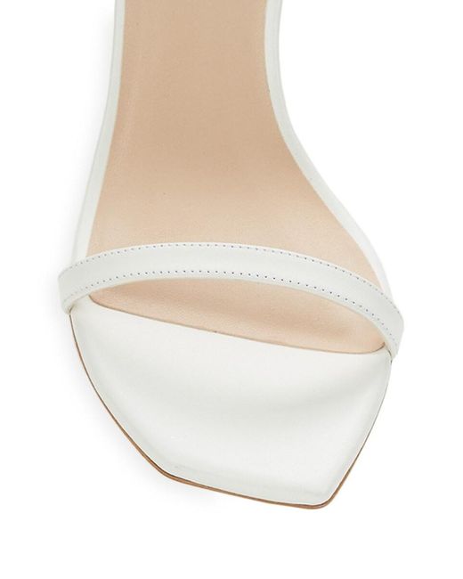 Stuart Weitzman White Amelina Leather Ankle-Strap Sandals