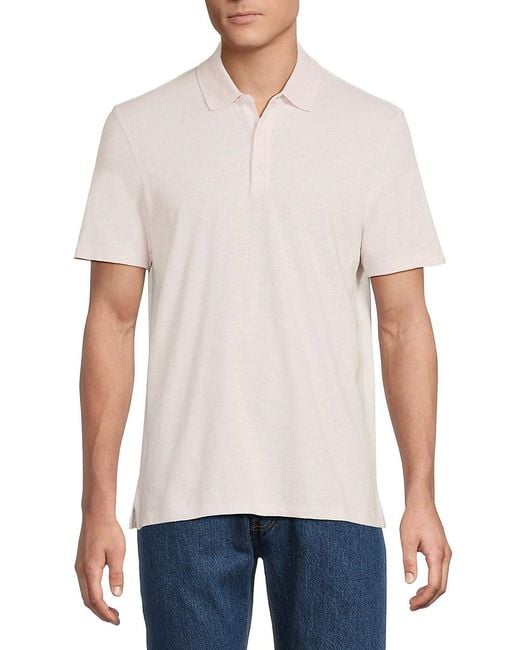 Vince White Solid Short Sleeve Polo for men