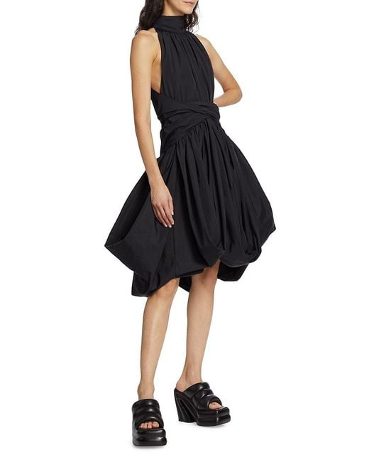 Proenza Schouler Asymmetric High neck Midi dress in Black Lyst UK