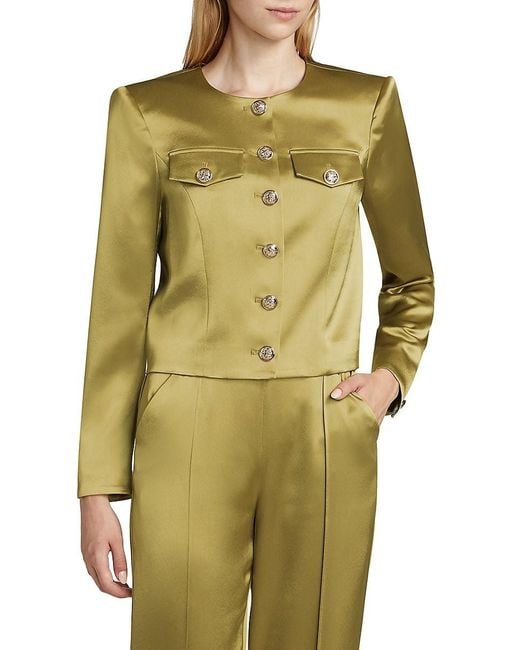Cinq À Sept Green Rainer Satin Jacket