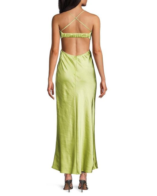 Bebe Green Satin Cut-Out Midi-Dress