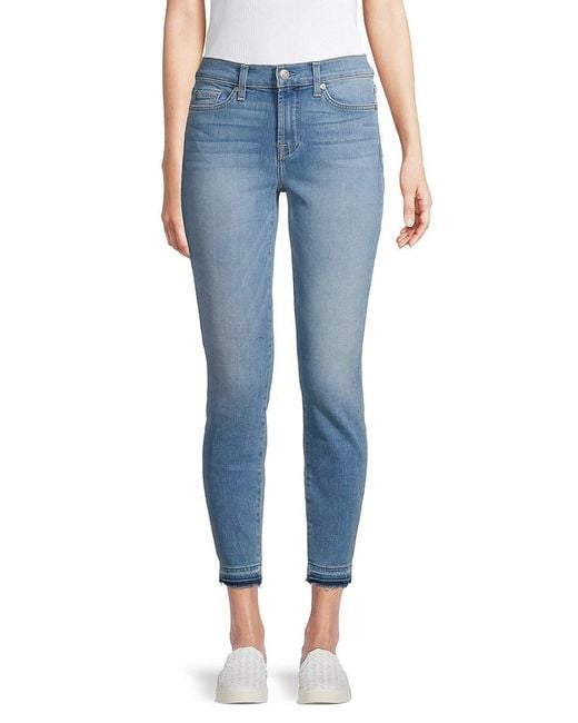 7 For All Mankind Denim Gwenevere Raw-edge Skinny Jeans in Blue | Lyst UK