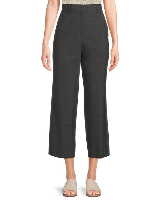 Theory Black Flat Front Wool Blend Cropped Pants
