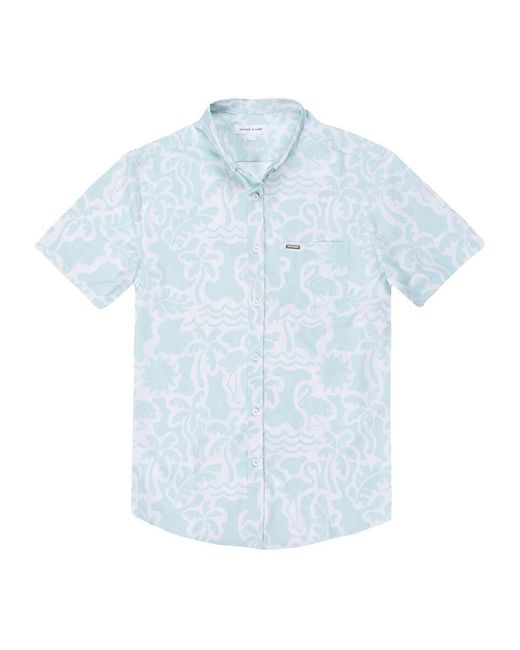 Vintage Summer Blue 4-Way Stretch Printed Shirt for men