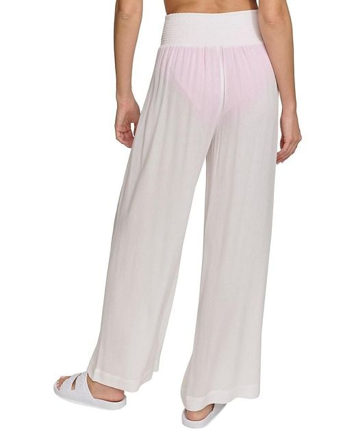 DKNY Black Gauze Wide Leg Cover Up Pants