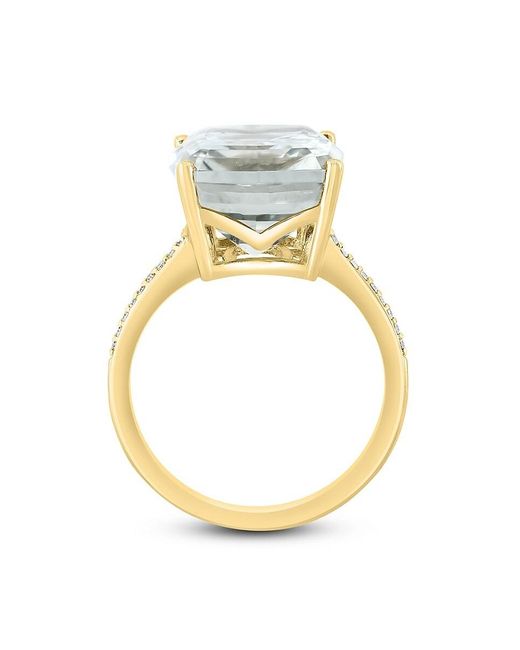 Effy Multicolor 14k Yellow Gold, White Topaz & Diamond Ring