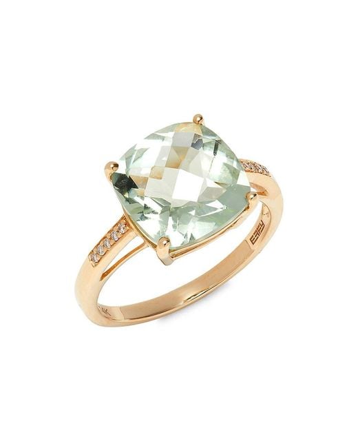 Effy August 14k Yellow Diamond & Green Amethyst Ring/size 7