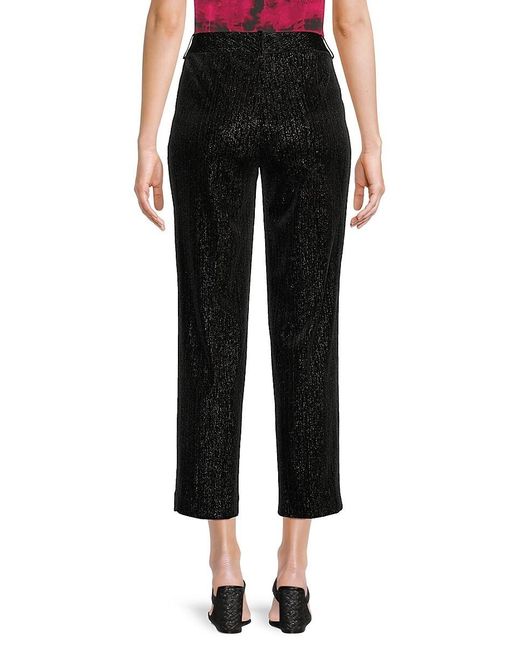 Halston Heritage Black Metallic Slim Cropped Pants
