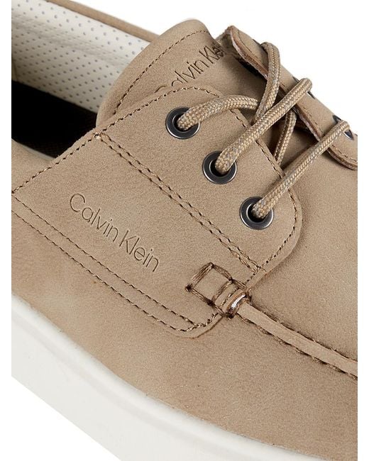 Calvin Klein White Apron Toe Boat Shoes for men