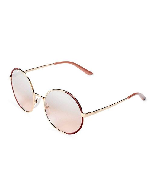 Prada 57mm Round Sunglasses in Pink | Lyst