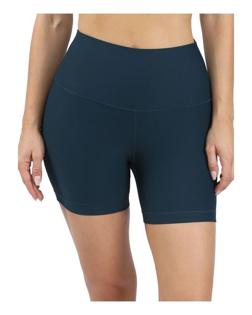 90 Degrees Synthetic Highrise Ribbed Bike Shorts in Teal (Blue) Lyst