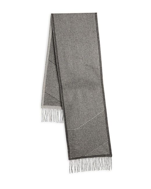 Saks Fifth Avenue Saks Fifth Avenue Micro Stripe Cashmere Fringe Scarf