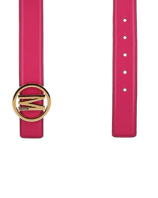 Moschino Pink Logo Leather Belt