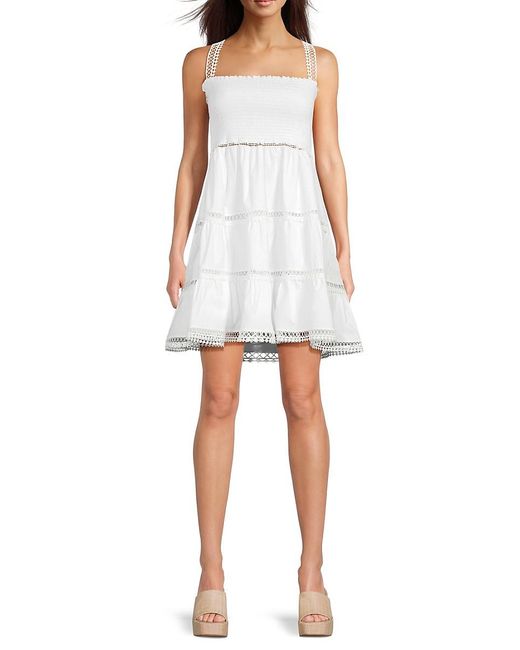 KOURT White Remsen Smocked Mini Dress
