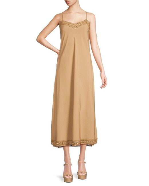 Saks Fifth Avenue Natural Lace Trim Sleeveless Midi Dress