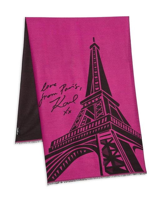 Karl Lagerfeld Pink Eiffel Tower Logo Shawl