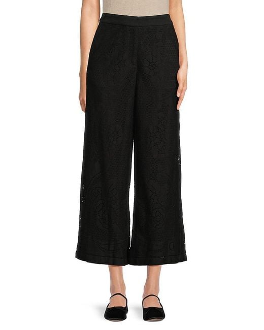 Kobi Halperin Black Anisa Summer Lace Wide-Leg Pants