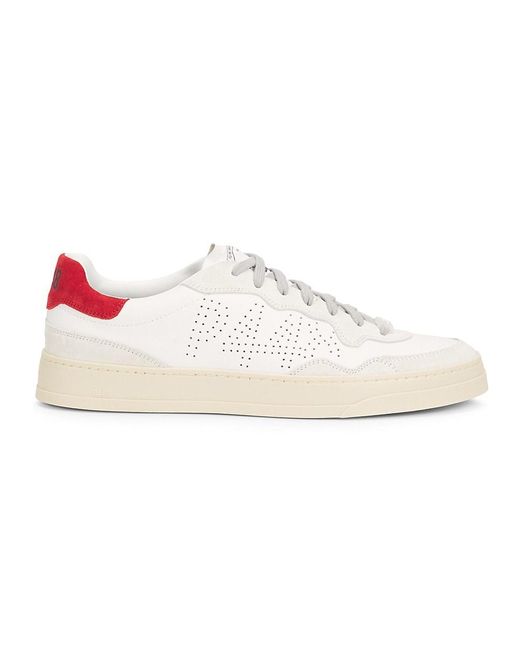 P448 Pink Bali Heel Tab Perforated Leather Low-Top Sneakers for men