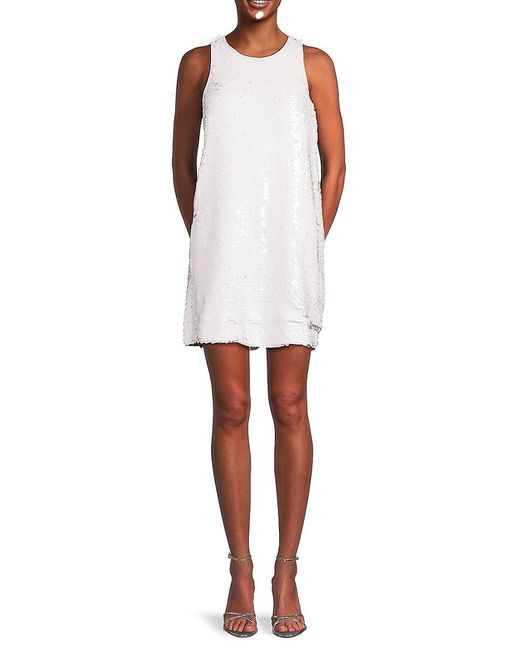 Rebecca Minkoff White Sequin Sleeveless Mini Dress