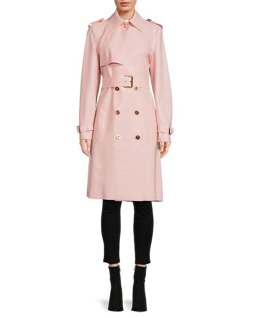 Versace Pink Latex Double Breasted Trench Coat
