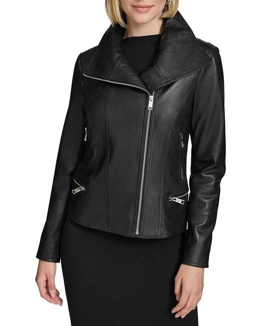 Andrew Marc Black Beckett Leather Moto Jacket