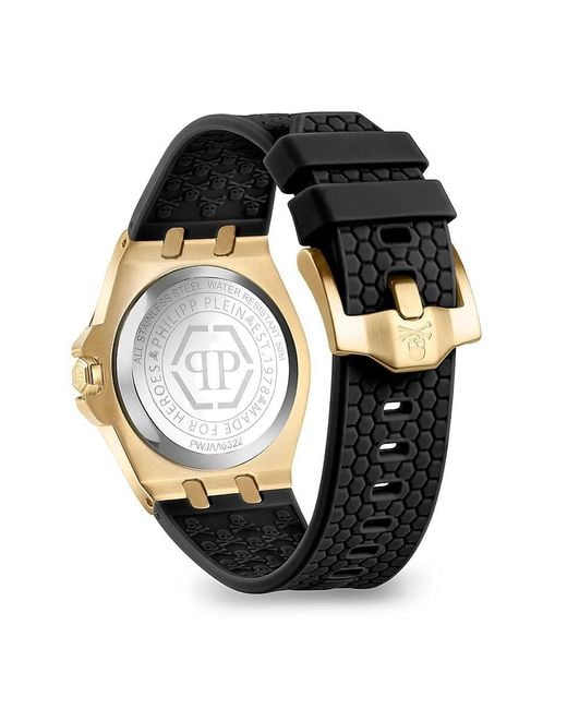 Philipp Plein Black Extreme 38mm Ip Goldtone Stainless Steel & Silicone Strap Watch