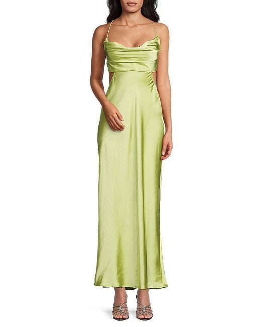 Bebe Green Satin Cut-Out Midi-Dress