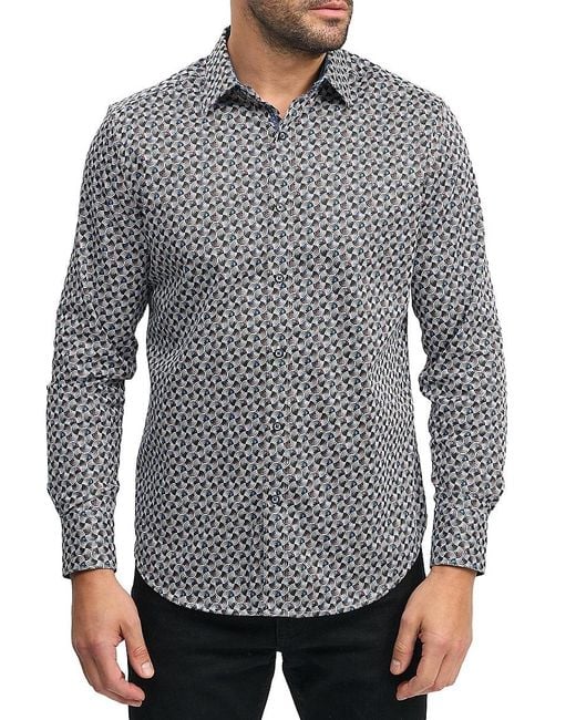 Robert Graham Gray Spun Out Long-sleeve Button-front Shirt for men