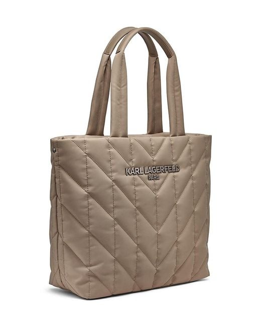 Karl Lagerfeld Natural Voyage Quilted Nylon Tote Bag