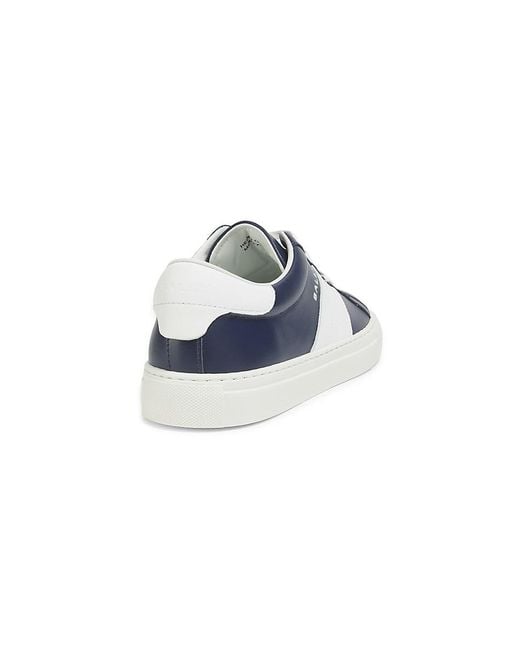 Bally Blue Logo Leather Low-Top Sneakers for men