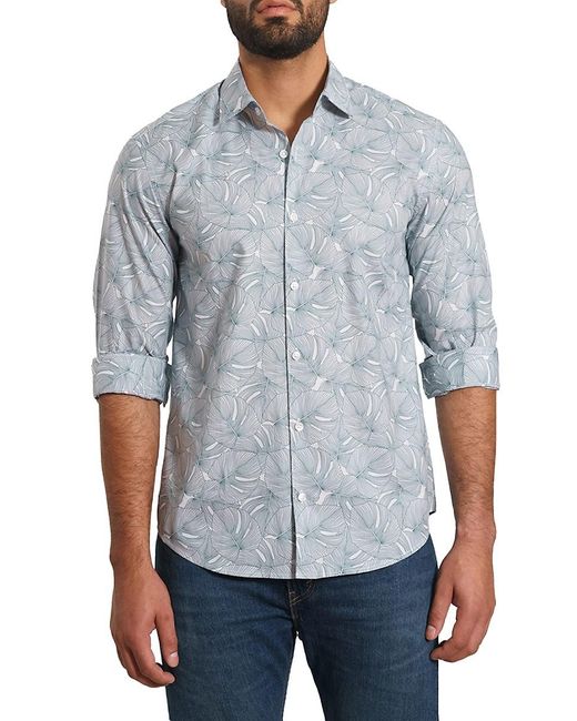 Jared Lang Blue 'Trim Fit Pima Cotton Tropical Sport Shirt for men