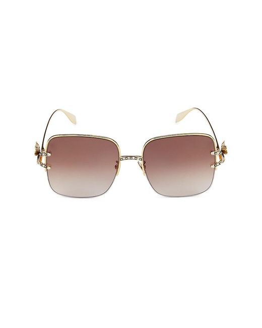 Alexander McQueen Pink 57mm Square Crystal Studded Sunglasses
