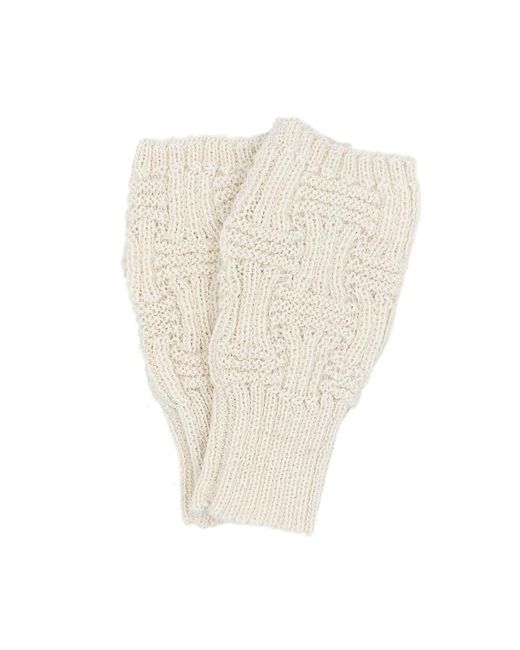Surell White Alpaca Knit Fingerless Gloves