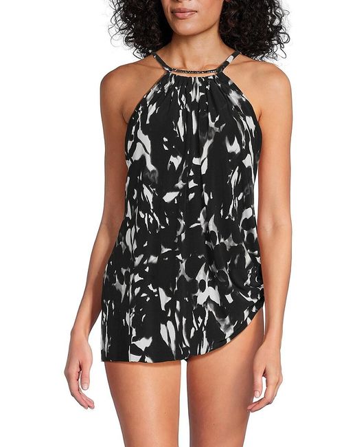 Magicsuitr Black Dreamstate Parker Printed Draped One-Piece Swimsuit