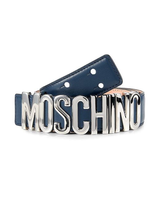 Moschino Blue Logo Leather Belt for men