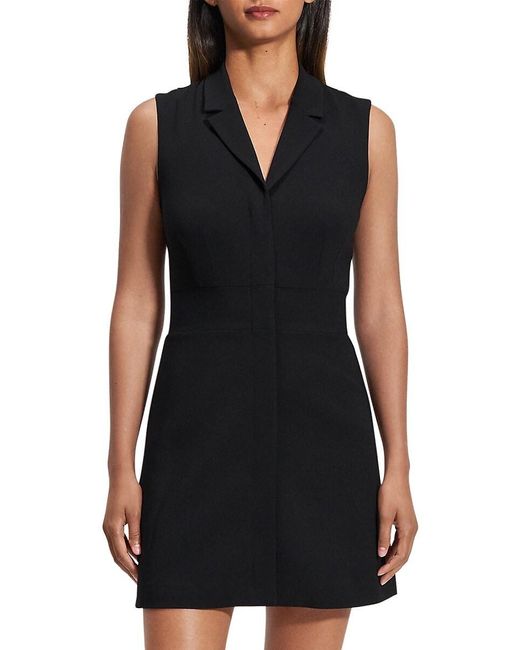 Theory Black Front-Zip Minidress