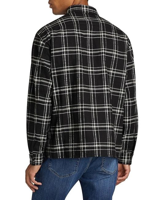 FRAME Black Plaid Cotton Overshirt for men