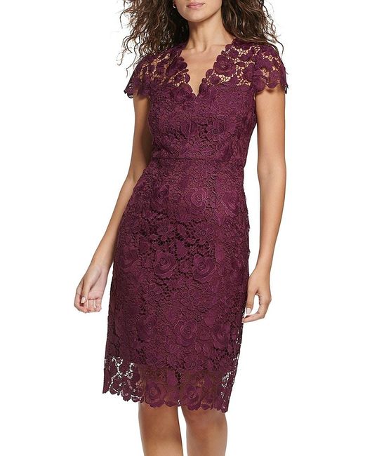 Eliza J Purple Lace Sheath Dress