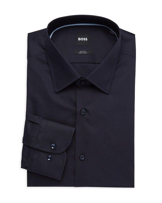 BOSS by HUGO BOSS H Hank Kent Slim Fit Dress Shirt in Blue for Men | Lyst