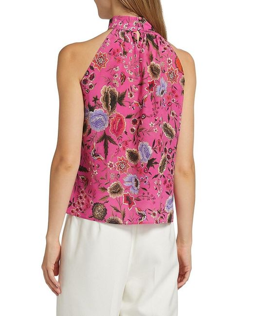 Kobi Halperin Red Madison Floral Silk Sleeveless Blouse